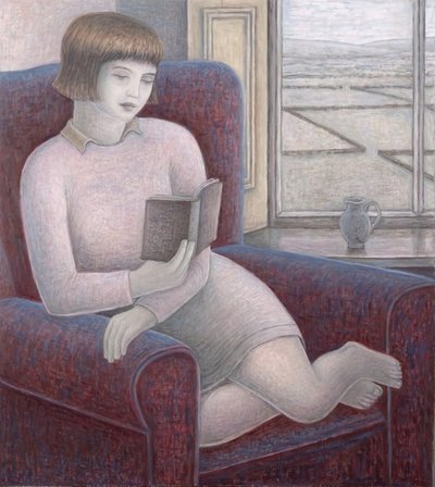 Girl Reading in Armchair by Ruth Addinall